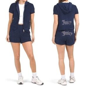 Juicy Couture Women's Bling Towel Terry Short & Jacket Set~LRG
